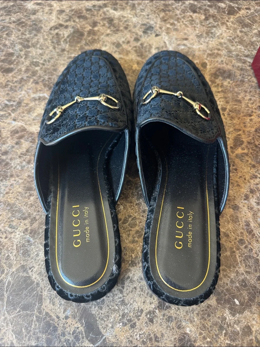 Gucci princetown slide black logo mocassin loafers flats sz 39